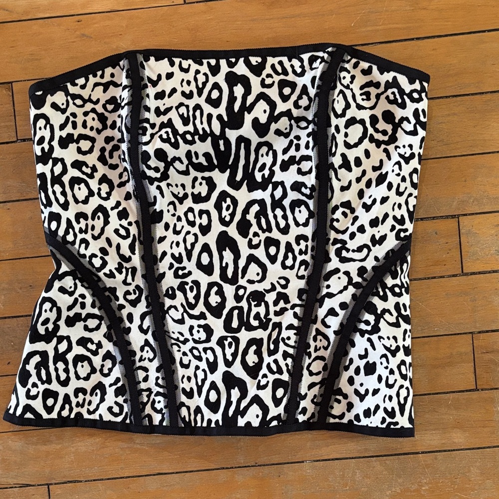 EUC White House Black Market white and black corset sleeveless top